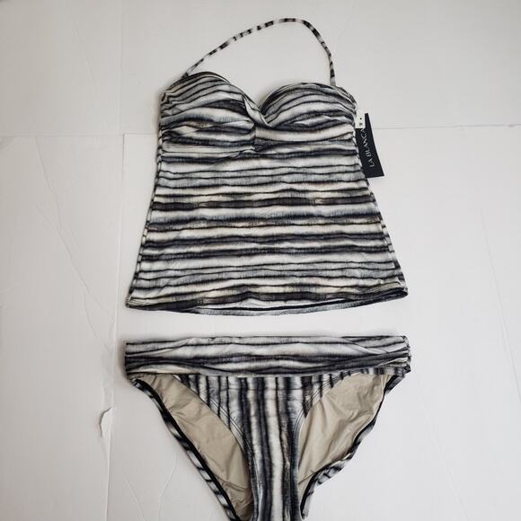 NWT La Blanca pebbled bamboo stripe versatile tankini swimsuit size 6 - Picture 12 of 14